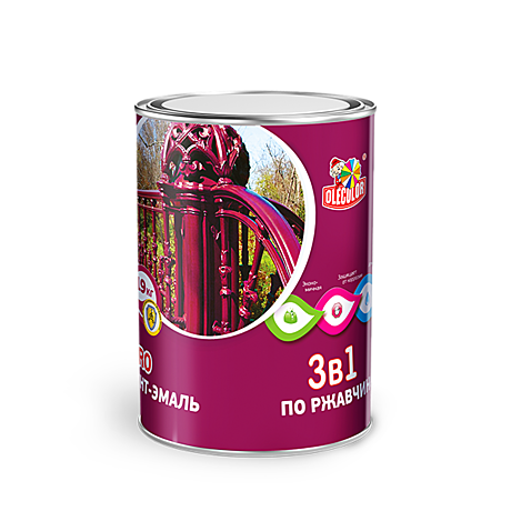 Грунт-эмаль по ржавчине 3в1 белая, 2 кг Olecolor
