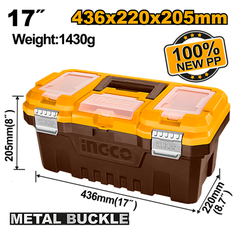 Ящик для инструментов пластиковый INGCO PBX1702 436x220x205 мм 695769