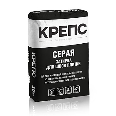 Затирка КРЕПС влагостойкая серая, 20кг		