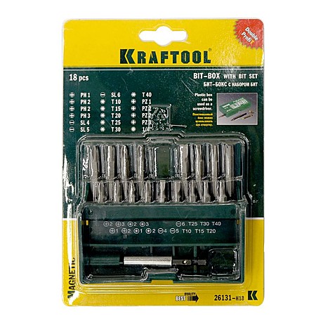 Набор бит с магнитным адаптером, 18 предм., KRAFTOOL 9036
