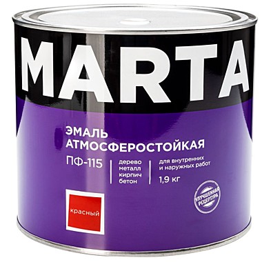 Эмаль MARTA ПФ-115 красная, 1,9кг