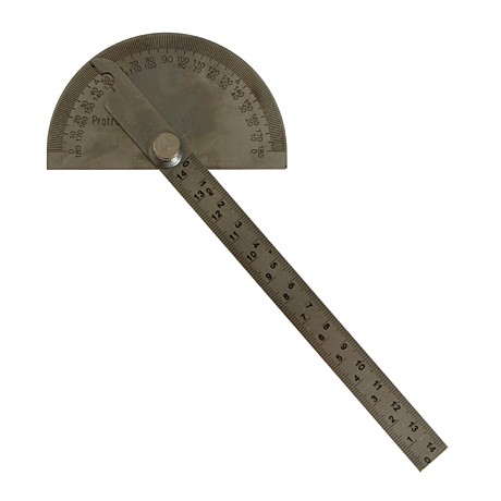 Линейка-транспортир, металлическая 15см 7092884