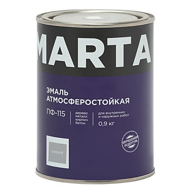 Эмаль MARTA ПФ-115 серая, 0,9кг