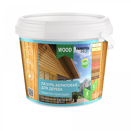 Состав акриловый FARBITEX PROFI WOOD ЭКО Лазурь Орех 0,9л