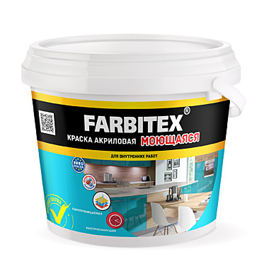 Краска Farbitex акриловая моющаяся  3кг