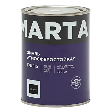 Эмаль MARTA ПФ-115 черная, 0,9кг