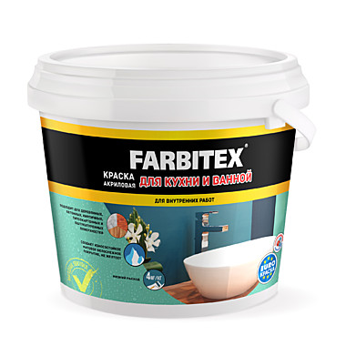 Краска Farbitex акриловая для кухни и ванной 6кг