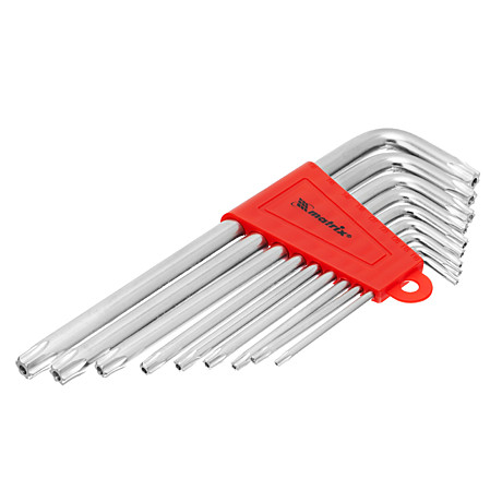 Набор ключей имбусовых TORX, 9 шт., T10-T50, CrV, удлиненные, сатин.// Matrix 12306