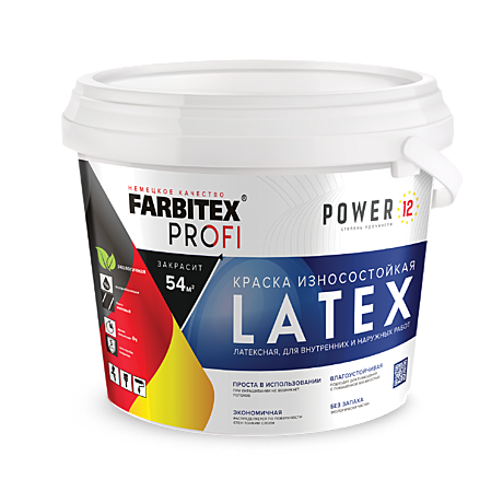 Краска моющаяся Latex латексная (6,5кг/4.6л) FARBITEX PROFI 497829