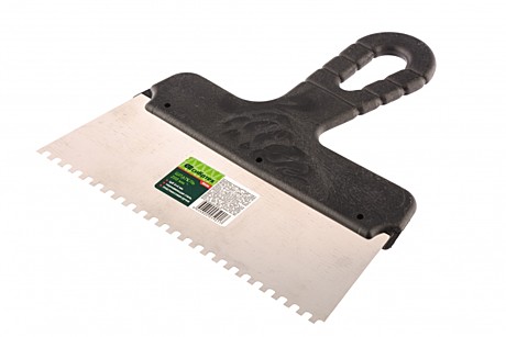 Шпатель зубчатый 200мм 4х4мм пластмассовая ручка 