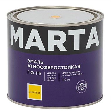 Эмаль MARTA ПФ-115 желтая, 1,9кг