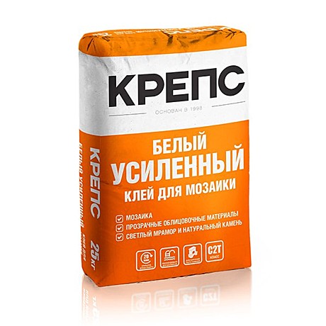 Клей для плитки Крепс Усиленный белый, 25кг