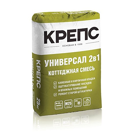 Смесь для кладки и оштукатуривания КРЕПС УНИВЕРСАЛ 2в1, 25кг (СНЯТО С ПРОИЗВОДСТВА)