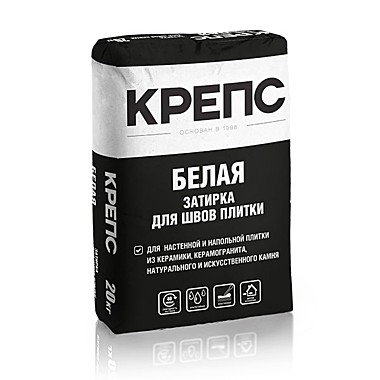 Затирка КРЕПС влагостойкая белая, 20кг		