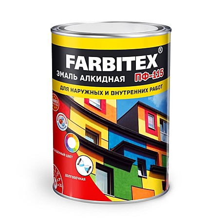 Эмаль ПФ-115 оранжевая 0,8кг Farbitex 4300006000 395380