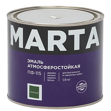 Эмаль MARTA ПФ-115 зеленая, 1,9кг