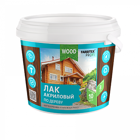 Лак акриловый универсальный по дереву FARBITEX ПРОФИ WOOD 0,9л	 4300004851 209836