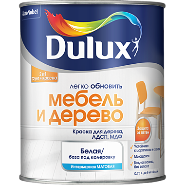 Краска Dulux мебель и дерево BW, 0,75л