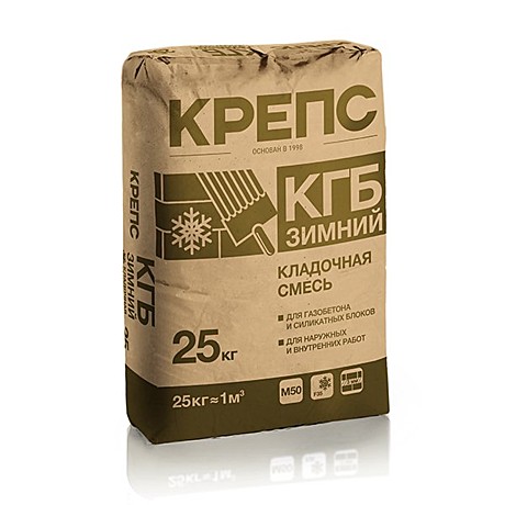 Клей для блоков из ячеистого бетона Kрепс КГБ , 25кг ЗИМА         *56