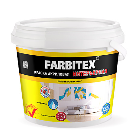 Краска Farbitex акриловая интерьерная  3кг