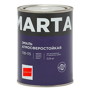 Эмаль MARTA ПФ-115 красная, 0,9кг