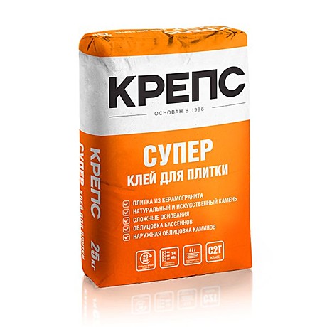 Клей для плитки Крепс Супер 25 кг		 *56