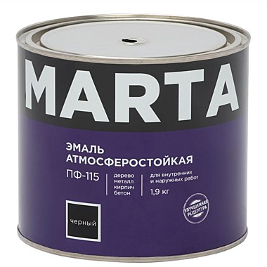 Эмаль MARTA ПФ-115 черная, 1,9кг